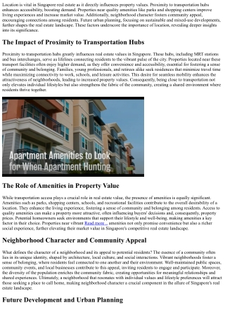 What Makes Location Crucial in Singapore Real Estate?