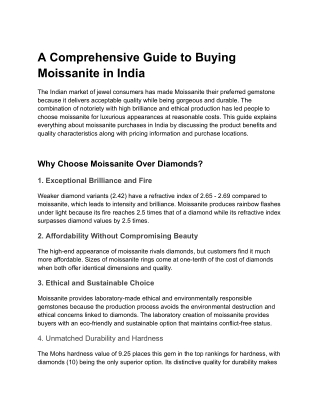 A Comprehensive Guide to Buying Moissanite in India