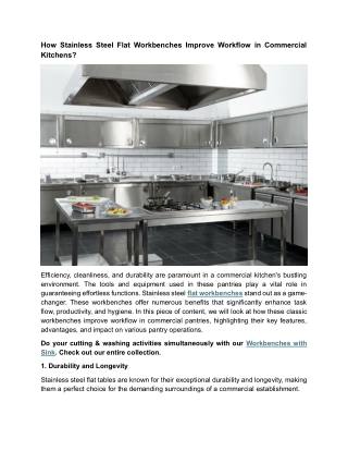 How Stainless Steel Flat Workbenches Improve Workflow in Commercial Kitchens