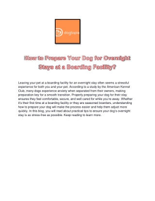 Reliable Dog Overnight Care Services - Dogtopia