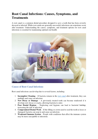 Root Canal Infections Causes, Symptoms, and Treatments