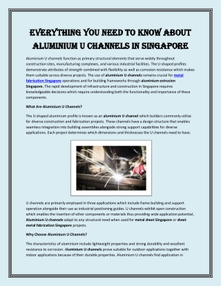 Everything You Need to Know About Aluminium U Channels in Singapore