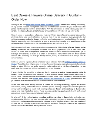 Best Cakes & Flowers Online Delivery in Guntur – Order Now