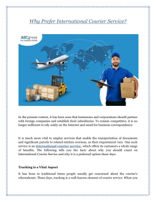 Why Prefer International Courier Service?