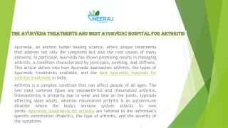 The Ayurveda Treatments and Best Ayurvedic Hospital for Arthritis