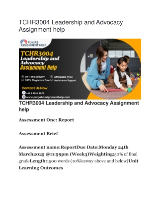 TCHR3004 Leadership and Advocacy Assignment help