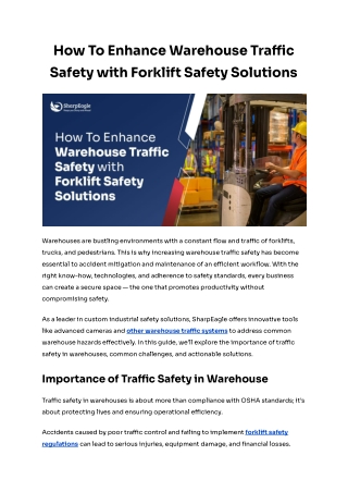 How To Enhance Warehouse Traffic Safety with Forklift Safety Solutions