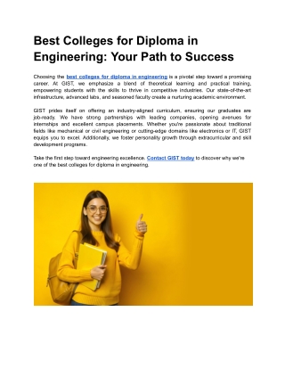 best colleges for diploma in engineering your