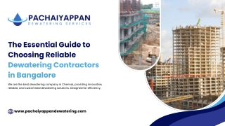 Pachaiyappan Dewatering – Professional Dewatering Contractors in Bangalore