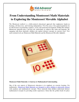 From Understanding Montessori Math Materials to Exploring the Montessori Movable Alphabet