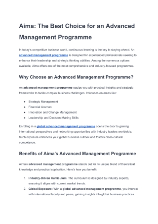 aima the best choice for an advanced