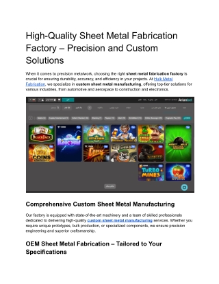 High-Quality Sheet Metal Fabrication Factory – Precision and Custom Solutions