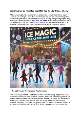 Searching for Ice Rink Hire Near Me? Top Tips to Choose Wisely