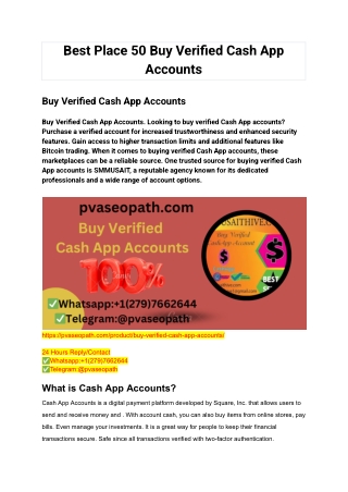 Best Place 50 Buy Verified Cash App Accounts