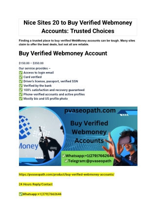 nice sites 20 to buy verified webmoney accounts