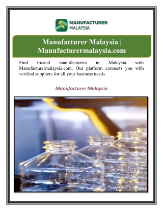Manufacturer Malaysia | Manufacturermalaysia.com