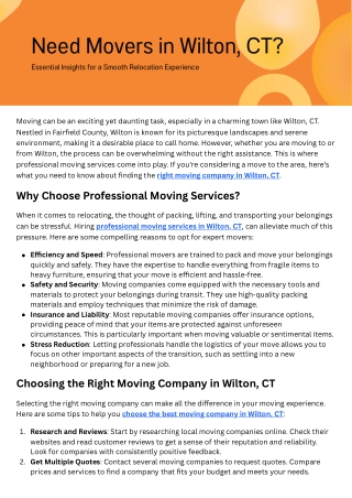 Need Movers in Wilton, CT Here’s What You Should Know!
