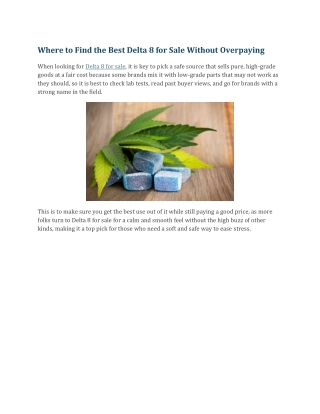 Where to Find the Best Delta 8 for Sale Without Overpaying