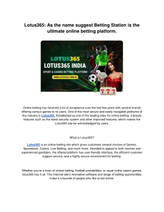 Lotus365: Your One-Stop Online Betting Website