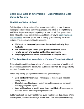 Cash Your Gold in Chermside – Understanding Gold Value & Trends