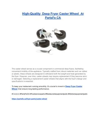 High-Quality  Deep Fryer Caster Wheel  At PartsFe CA