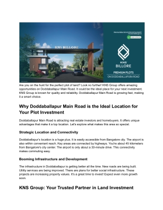 Plots in Doddaballapur Main Road