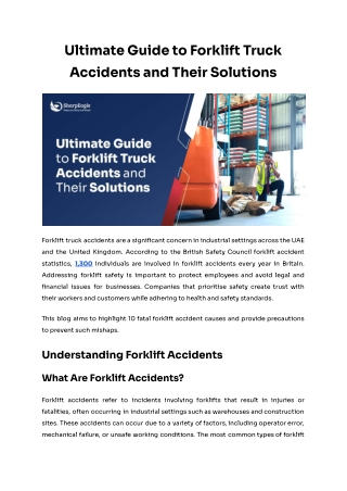 Ultimate Guide to Forklift Truck Accidents and Their Solutions