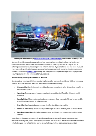 The Importance of Hiring a Houston Motorcycle Accident Lawyer After a Crash