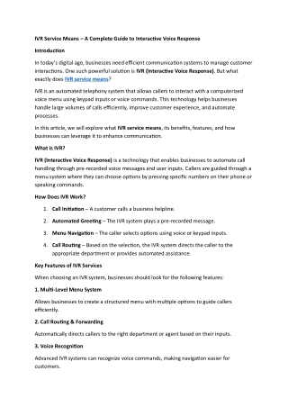 ivr service means a complete guide to interactive