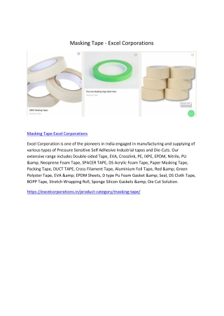 Masking Tape - Excel Corporations