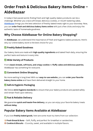 Bakery Items Online