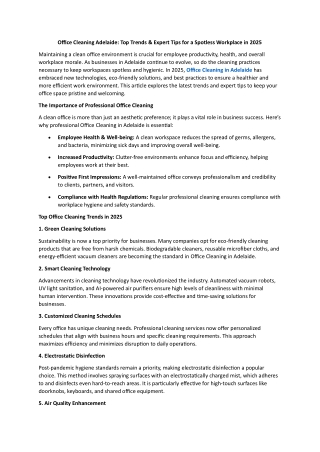 Office Cleaning Adelaide - Top Trends & Expert Tips for a Spotless Workplace in 2025