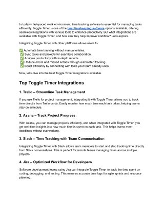 Toggle Timer Integrations_ Boost Productivity with Smart Tools