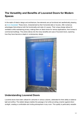 The Versatility and Benefits of Louvered Doors for Modern Spaces