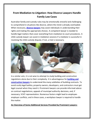 From Mediation to Litigation How Divorce Lawyers Handle Family Law Cases