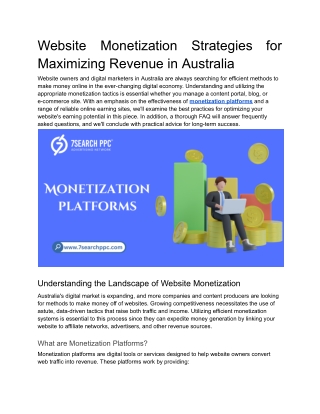 Website Monetization Strategies for Maximizing Revenue in Australia