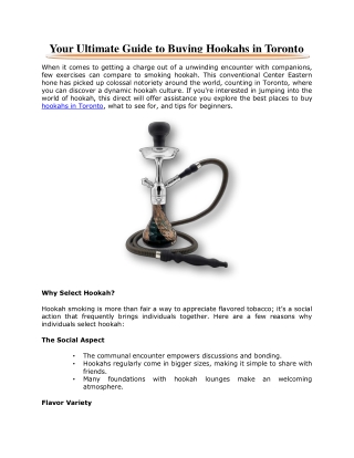 Your Ultimate Guide to Buying Hookahs in Toronto