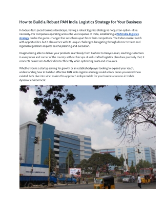 How to Build a Robust PAN India Logistics Strategy for Your Business