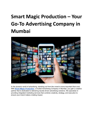 Smart Magic Production – Your Go-To Advertising Company in Mumbai