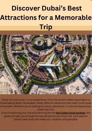 Discover Dubai’s Best Attractions for a Memorable Trip