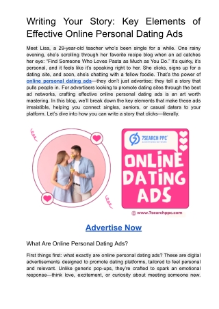 Writing Your Story: Key Elements of Effective Online Personal Dating Ads