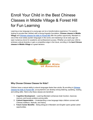 enroll your child in the best chinese classes