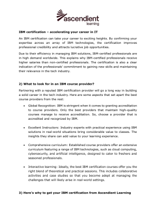 IBM certification – accelerating your career in IT