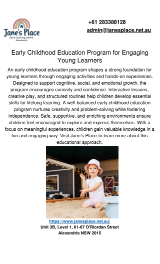 Early Childhood Education Program for Engaging Young Learners