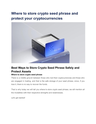 where to store crypto seed phrase and protect