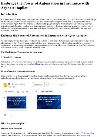 Embrace the Power of Automation in Insurance with Agent Autopilot