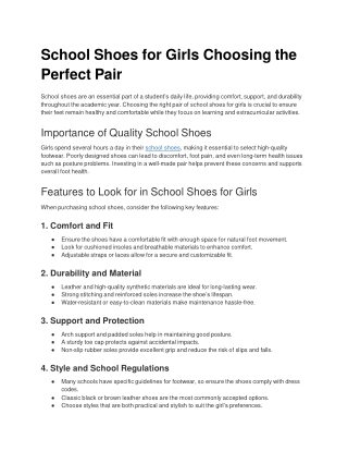 School Shoes for Girls Choosing the Perfect Pair