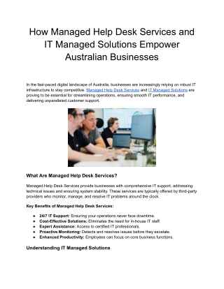 How Managed Help Desk Services and IT Managed Solutions Empower Australian Businesses