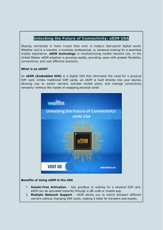 e-SIM USA – The Future of Seamless Connectivity