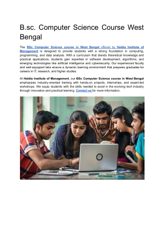 Bsc Computer Science Course West Bengal